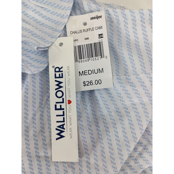 WallFlower Challis Ruffle Cami Tank Top Sleeveless Blouse Women's Sz. M Blue/Whi - Picture 6 of 6